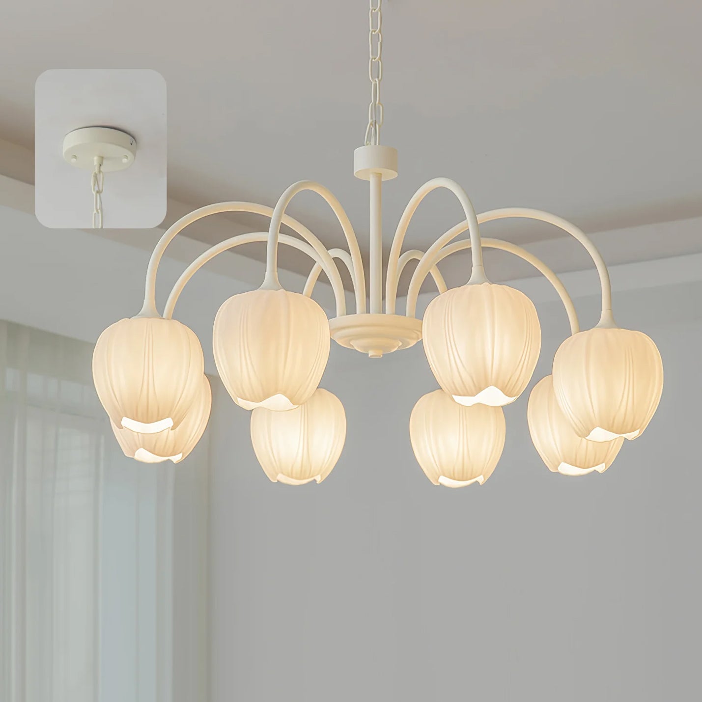 Modern Chandelier | Elegant White Glass Design for Dining Rooms 12