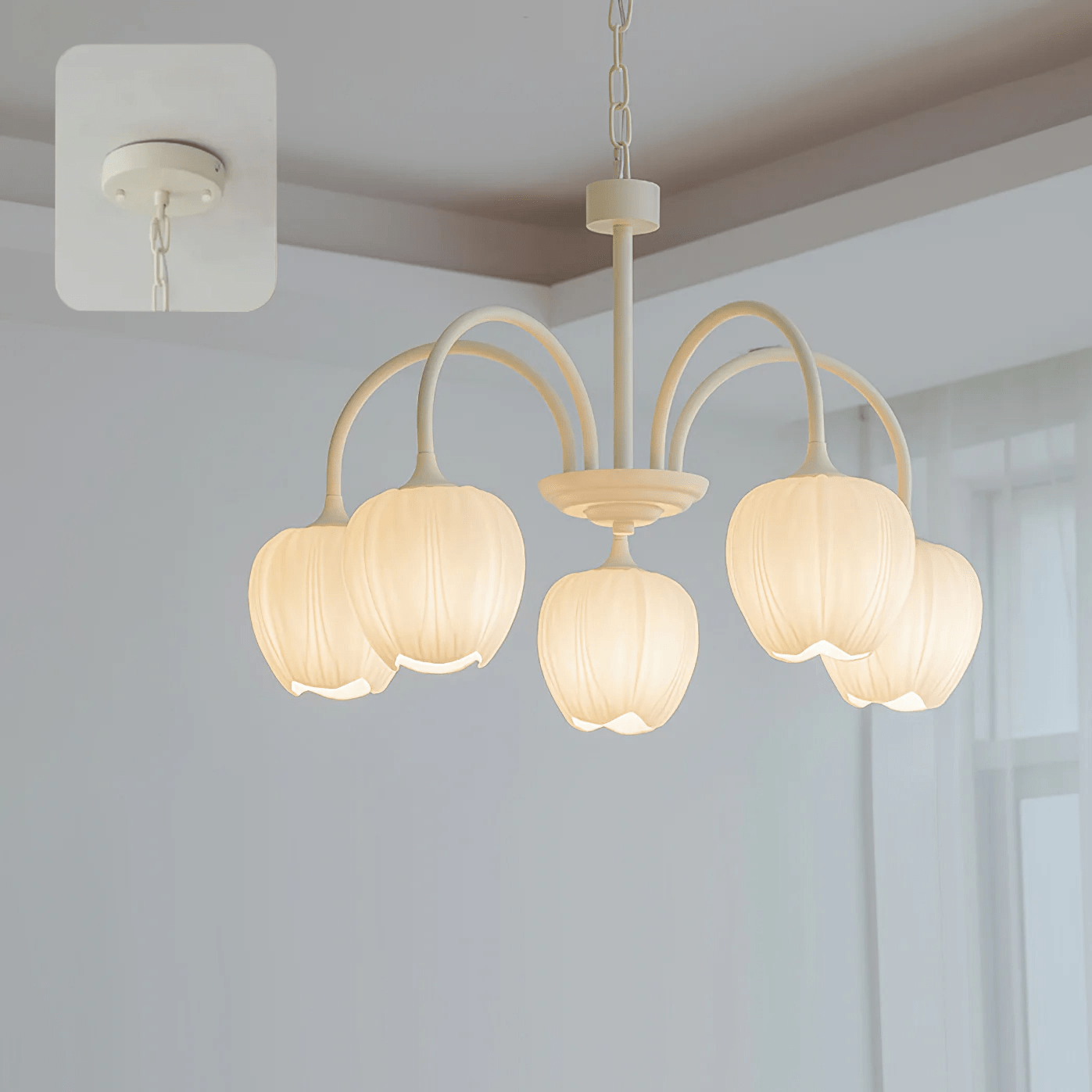 Modern Chandelier | Elegant White Glass Design for Dining Rooms 13