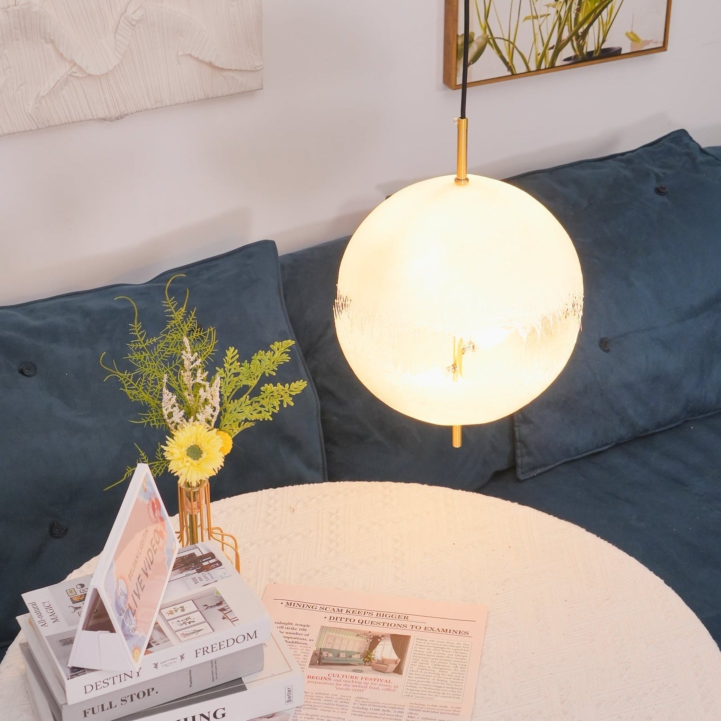 Modern Glass Pendant Light | Adjustable Height for Elegant Spaces 4