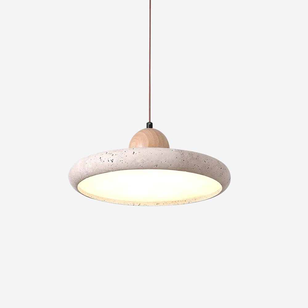 Modern Globe Pendant Light | Natural Travertine and Wood Design 2