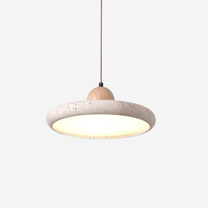 Modern Globe Pendant Light | Natural Travertine and Wood Design 2