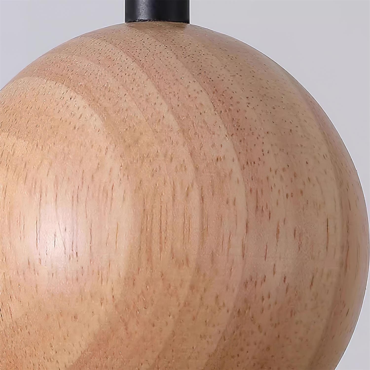 Modern Globe Pendant Light | Natural Travertine and Wood Design 4