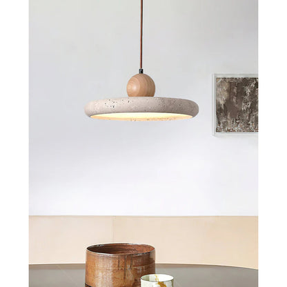 Modern Globe Pendant Light | Natural Travertine and Wood Design 5