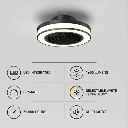 Modern LED Ceiling Fan | 19.4 in. with Remote Control & Adjustable Light 7