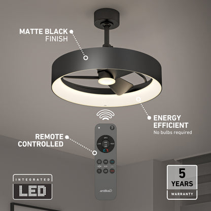 Modern LED Ceiling Fan | 23-Inch Flush Mount with Lights & Remote Control 6