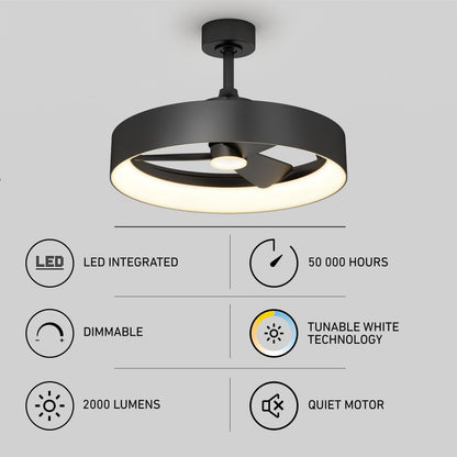 Modern LED Ceiling Fan | 23-Inch Flush Mount with Lights & Remote Control 7