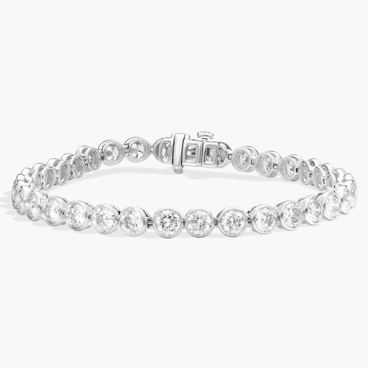 10 CTW bezel-sat skabt moissanit tennisarmbånd i 14 kt guldbelagt – rundslibning, 7 tommer