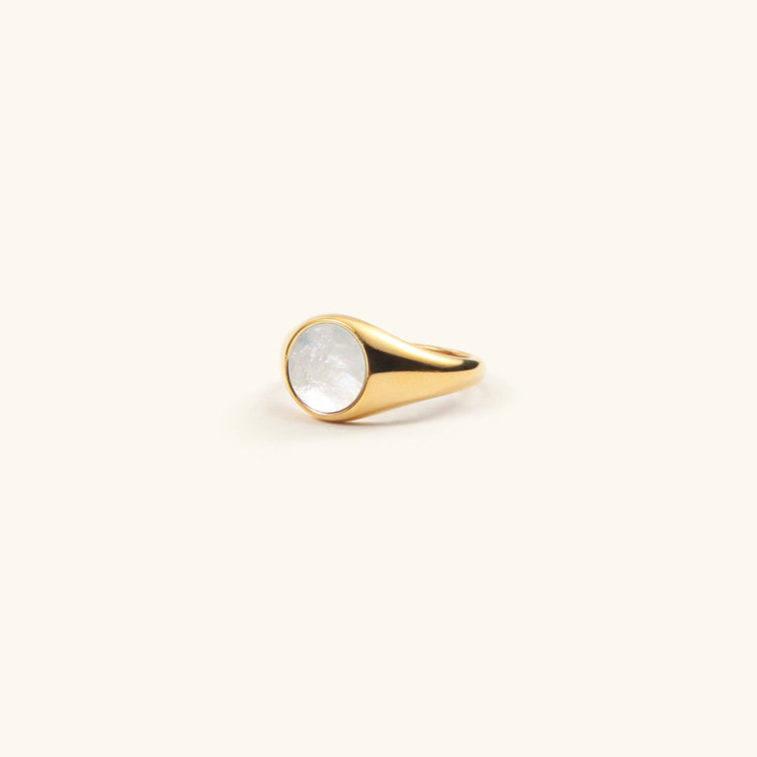 Mother of Pearl Gold Ring | Ethically Sourced Freshwater Pearl on Durable 18k Gold-Plated Band 0