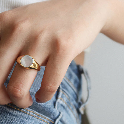 Mother of Pearl Gold Ring | Ethically Sourced Freshwater Pearl on Durable 18k Gold-Plated Band 1