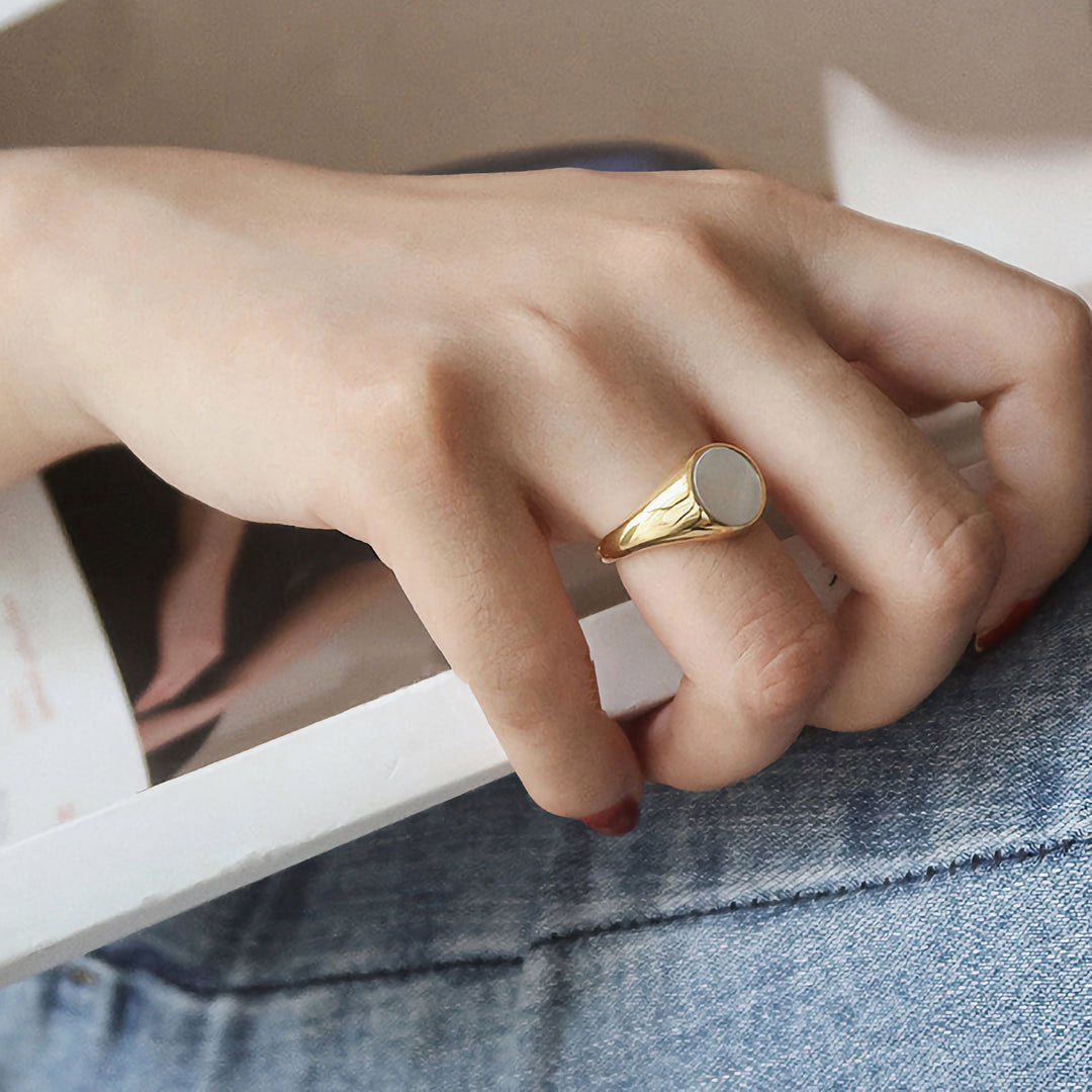 Mother of Pearl Gold Ring | Ethically Sourced Freshwater Pearl on Durable 18k Gold-Plated Band 2