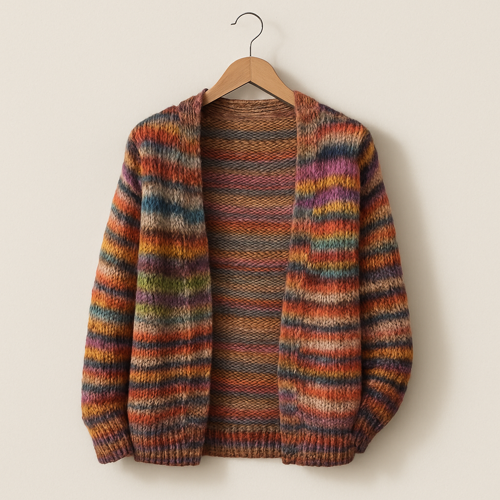 Multicolored Knit Womens Cardigan Sweater – Cozy, Relaxed Fit Layering Piece in Soft Knit Fabric 2