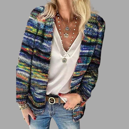 Multicolored Knit Womens Cardigan Sweater – Cozy, Relaxed Fit Layering Piece in Soft Knit Fabric 5