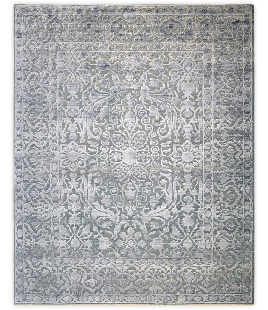 Tappeto moderno fatto a mano 8'x10' in lana filata a mano e seta di bambù filata a mano | The Rug Decor | TRD2021810