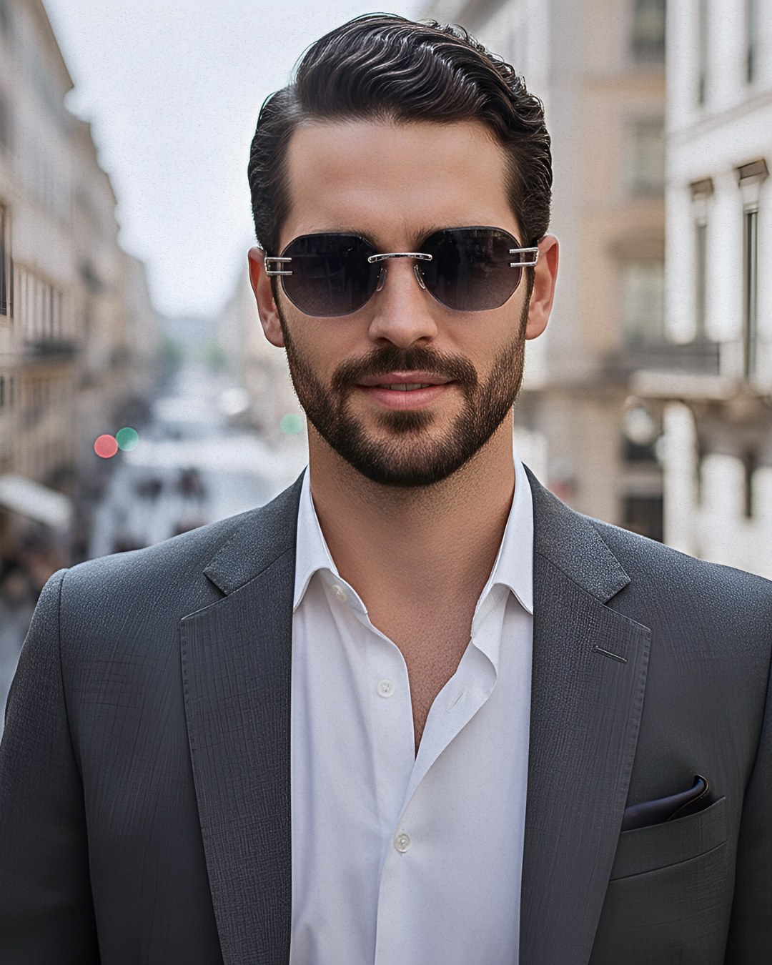 Lunettes de soleil sans monture en métal Emil