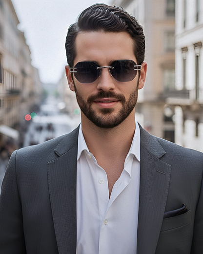 Lunettes de soleil sans monture en métal Emil