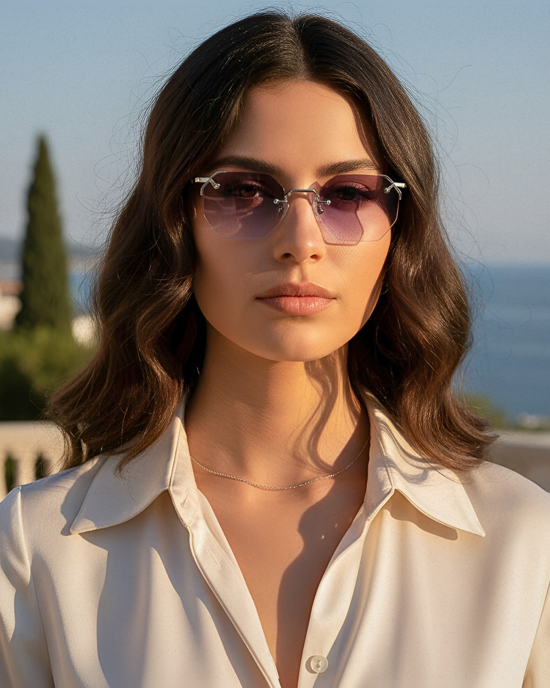 Lunettes de soleil hexagonales en métal A.M.