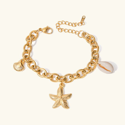 Ocean-Inspired Bracelet | Hypoallergenic Gold Chain with Nautical Pendants 0