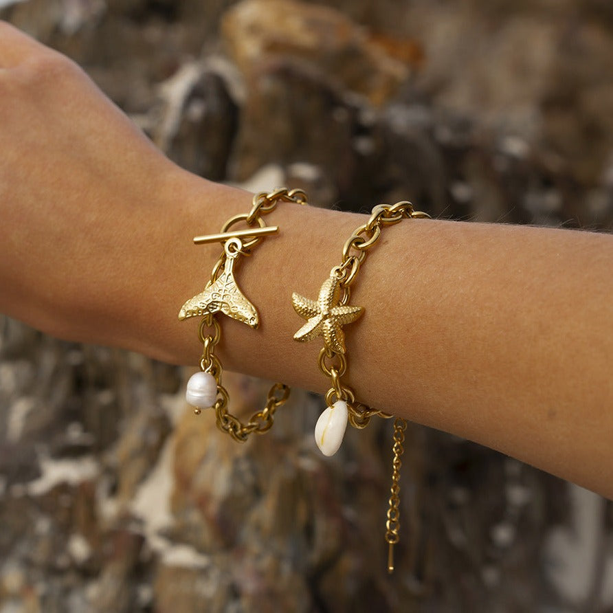 Ocean-Inspired Bracelet | Hypoallergenic Gold Chain with Nautical Pendants 1