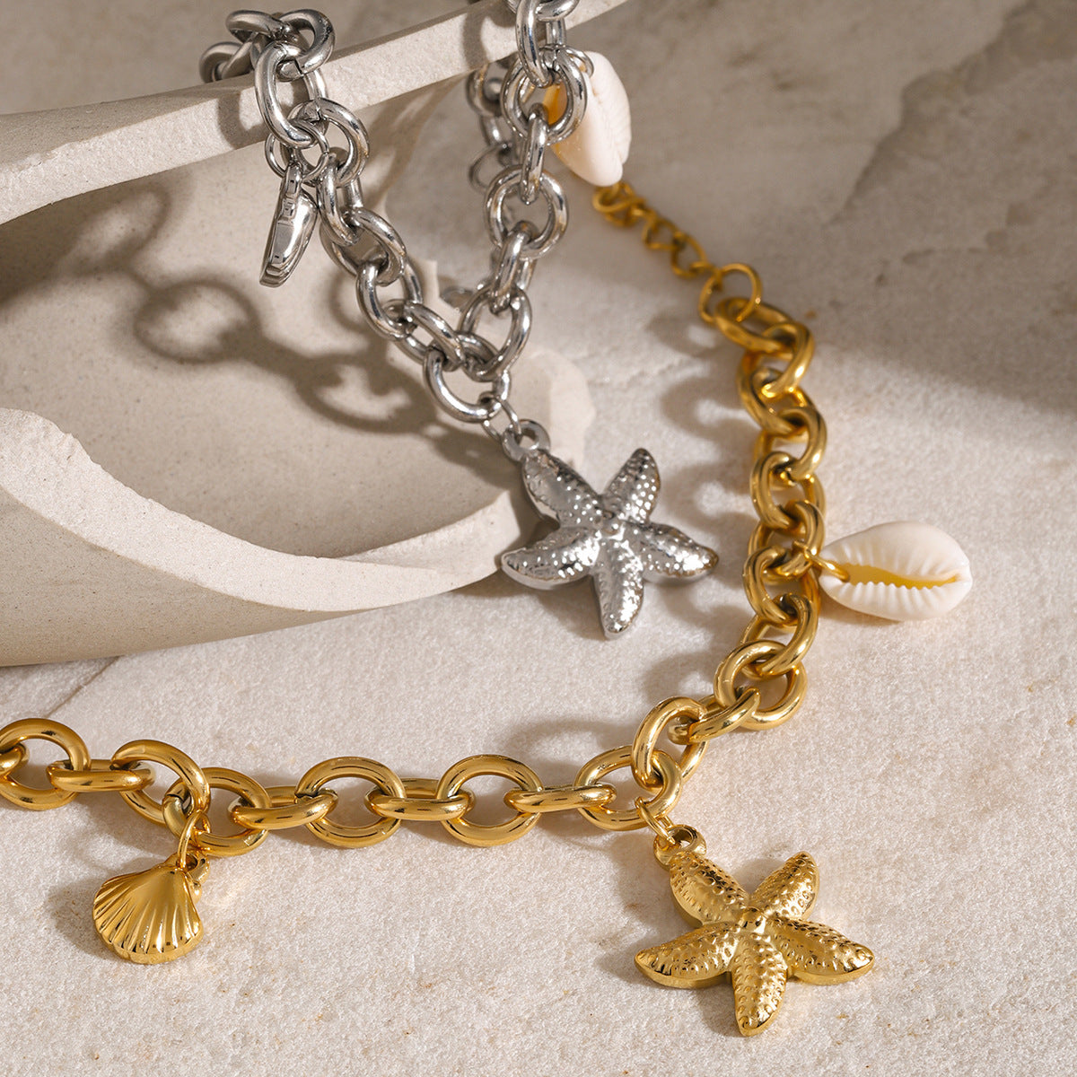 Ocean-Inspired Bracelet | Hypoallergenic Gold Chain with Nautical Pendants 5
