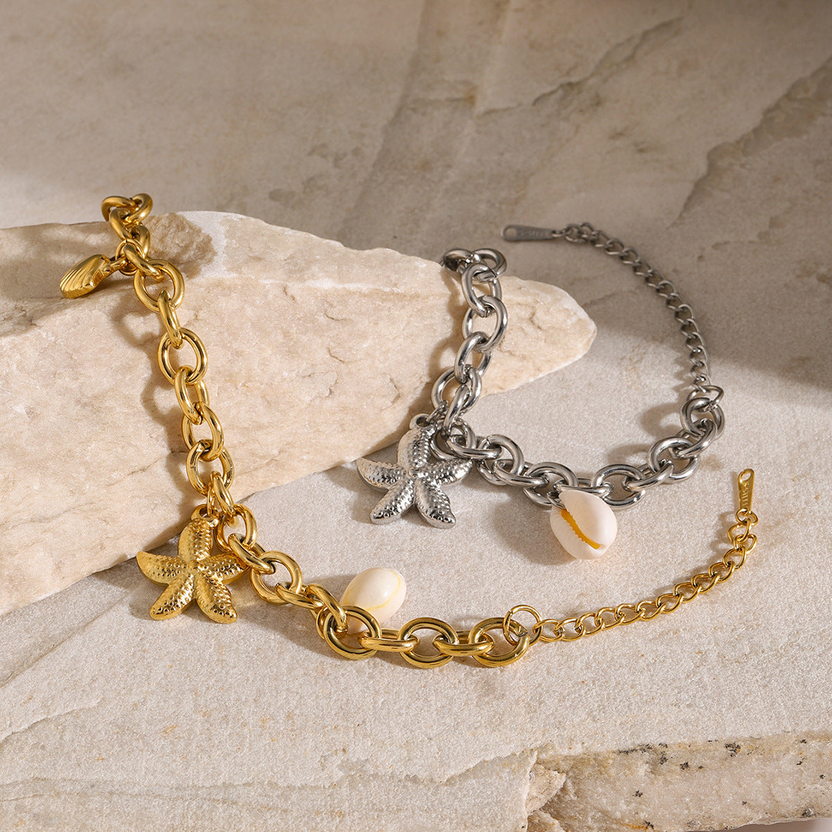 Ocean-Inspired Bracelet | Hypoallergenic Gold Chain with Nautical Pendants 6