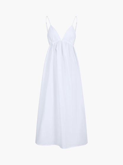 Open Back Maxi Dress | 100% Cotton Sleeveless V-Neck for Coastal Style 4
