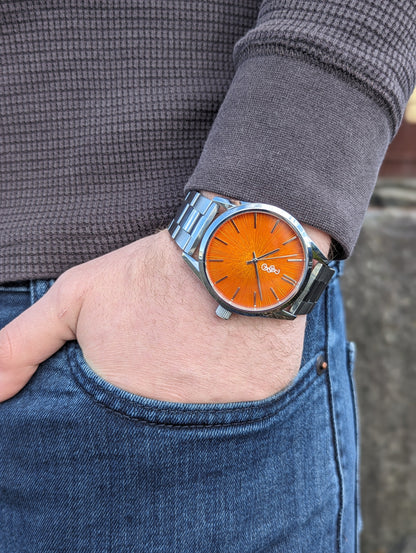 Pomarańczowy zegarek Sunburst