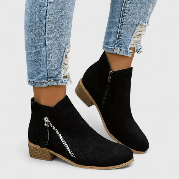 Orthopaedic Black Ankle Boots | Side Zip Fastening for Easy Wear 1
