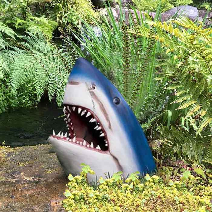 Outdoor Garden Sculpture | Weather-Resistant Blue Shark Design 2
