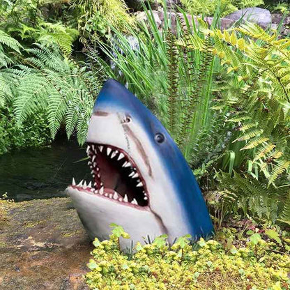 Outdoor Garden Sculpture | Weather-Resistant Blue Shark Design 2