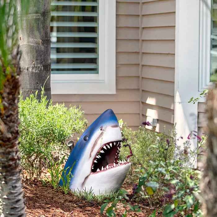 Outdoor Garden Sculpture | Weather-Resistant Blue Shark Design 3