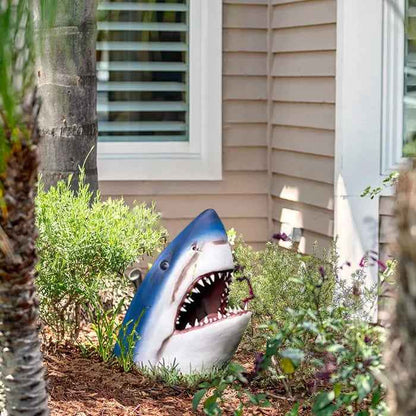 Outdoor Garden Sculpture | Weather-Resistant Blue Shark Design 3
