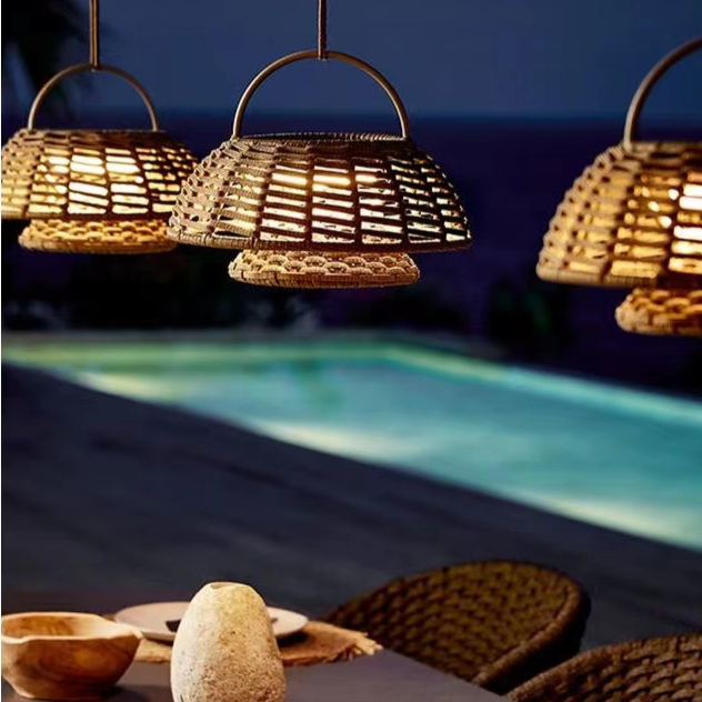 Outdoor Pendant Lamp | Eco-Friendly Bamboo with Warm White LED 4