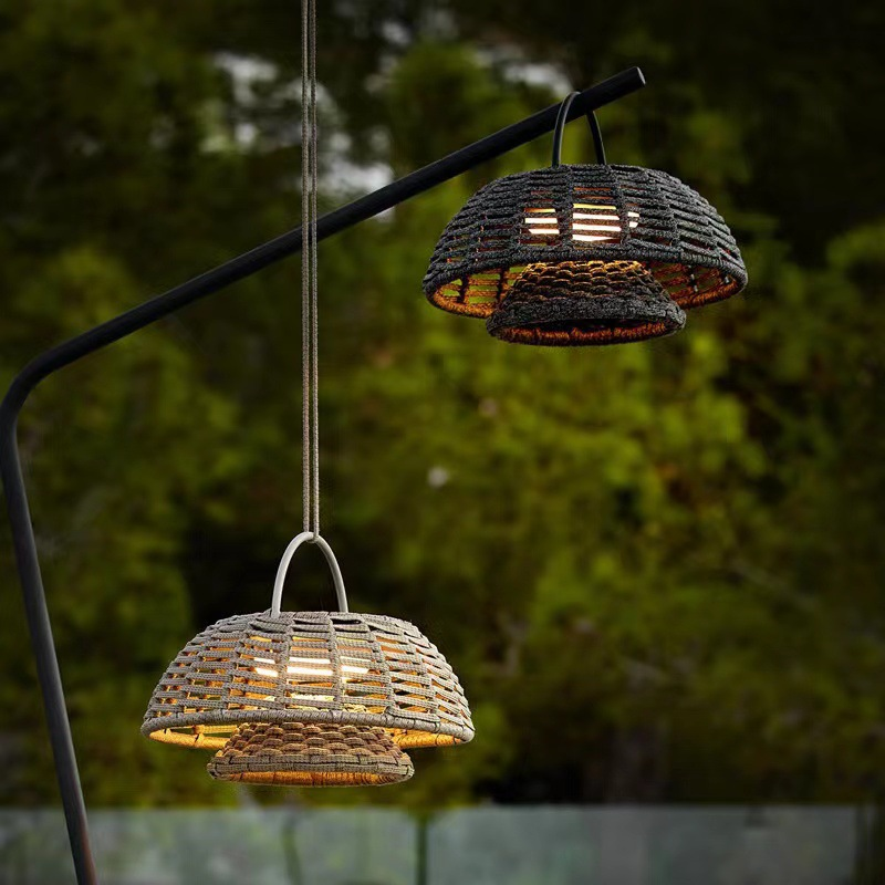 Outdoor Pendant Lamp | Eco-Friendly Bamboo with Warm White LED 5