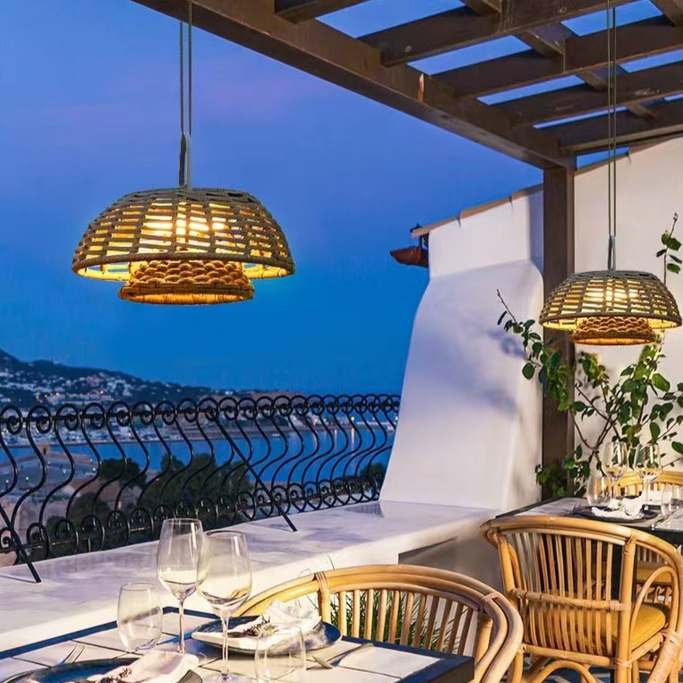 Outdoor Pendant Lamp | Eco-Friendly Bamboo with Warm White LED 9