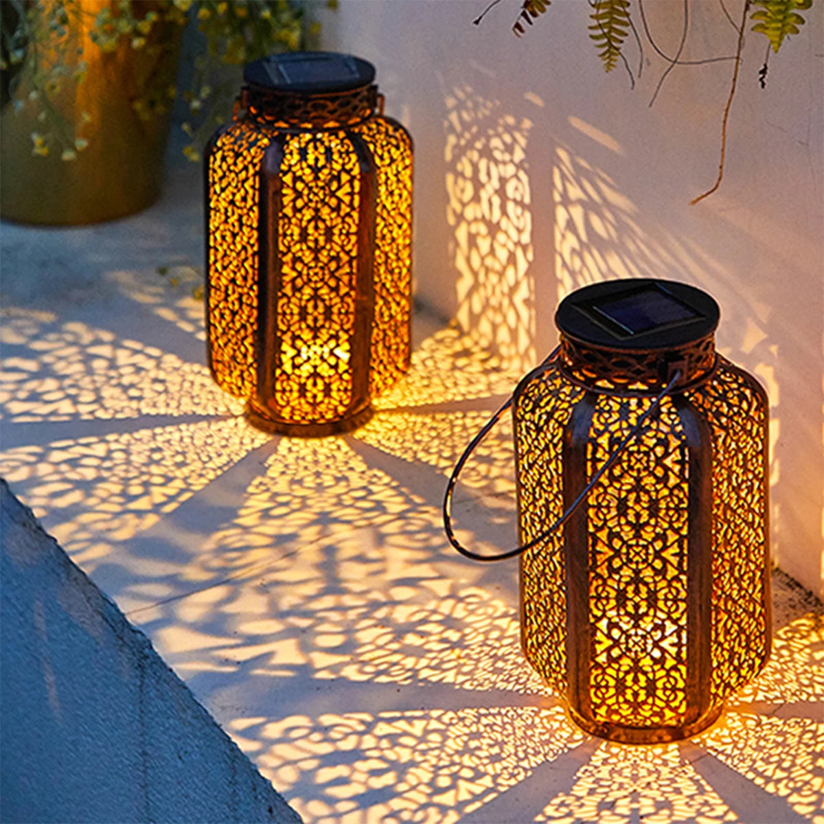 Outdoor Solar Lantern | Vintage Iron Design for Garden Ambiance 0