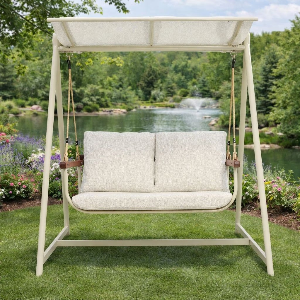 Outdoor Swing Chair | 2-Seater With Canopy and Padded Cushions 0