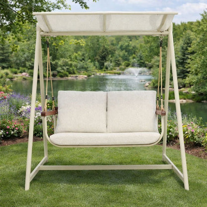 Outdoor Swing Chair | 2-Seater With Canopy and Padded Cushions 0