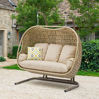 Outdoor Swing Chair | Freestanding Cocoon Hanging Egg Chair with Cushions 0