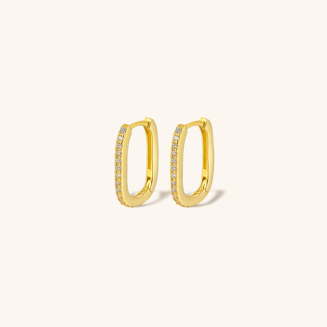 Oval Hoop Earrings | Gold-Plated 925 Sterling Silver with Sparkling Diamond Simulants 0