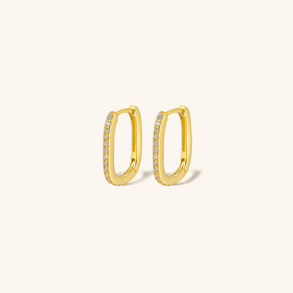 Oval Hoop Earrings | Gold-Plated 925 Sterling Silver with Sparkling Diamond Simulants 0