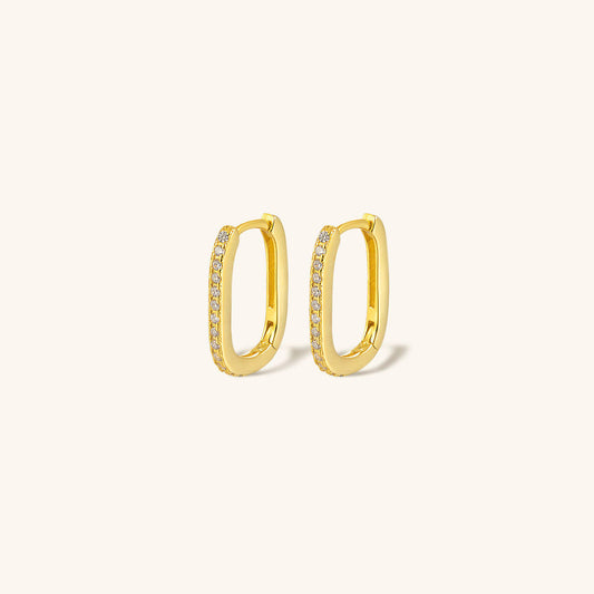 Oval Hoop Earrings | Gold-Plated 925 Sterling Silver with Sparkling Diamond Simulants 0