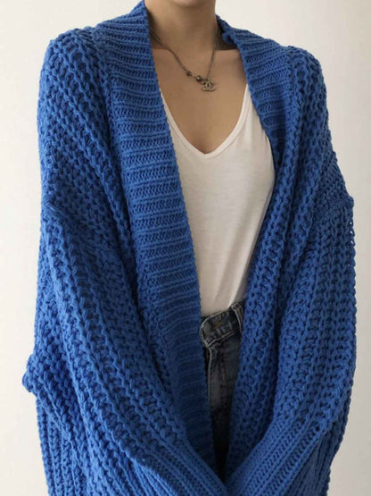 Oversize Split Knit Outerwear | Cozy Acrylic Blend with Relaxed Fit 2