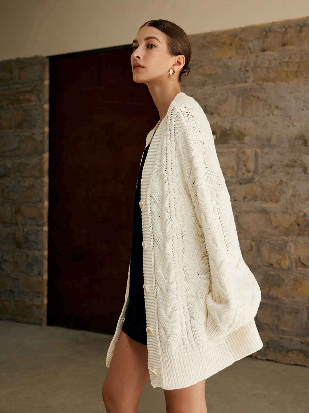 Oversized Cable Knit Outerwear | Warm Relaxed Fit with Medium Stretch 5