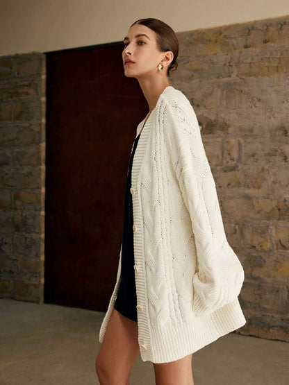 Oversized Cable Knit Outerwear | Warm Relaxed Fit with Medium Stretch 5