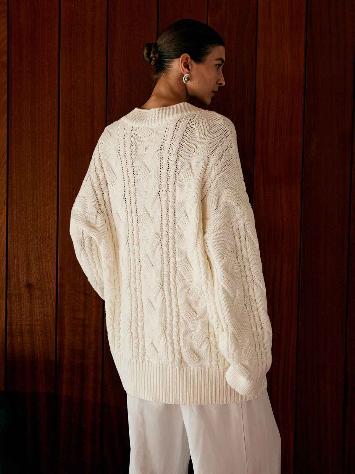 Oversized Cable Knit Outerwear | Warm Relaxed Fit with Medium Stretch 6