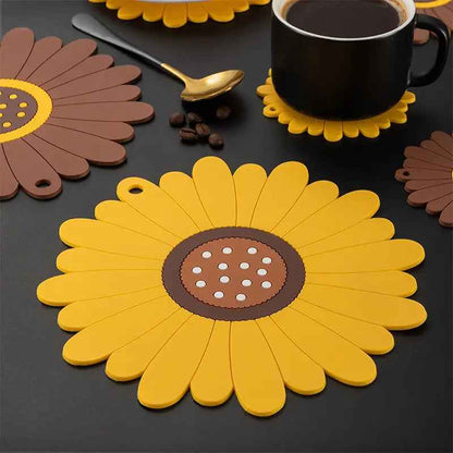 PVC Table Mat | Heat-Resistant Sunflower Design for Kitchen Protection 1