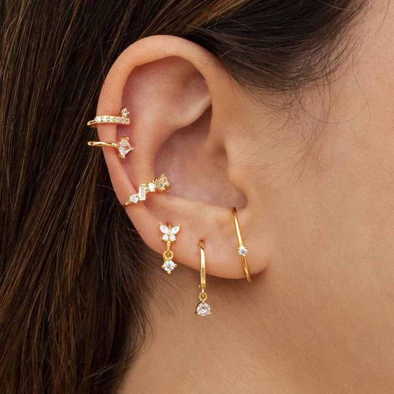 Pave Drop Stud Earrings | Hypoallergenic S925 Silver with Gold Plating 1