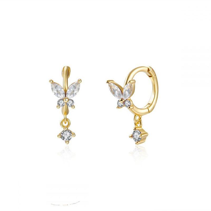 Pave Drop Stud Earrings | Hypoallergenic S925 Silver with Gold Plating 4
