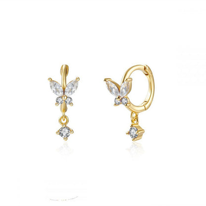 Pave Drop Stud Earrings | Hypoallergenic S925 Silver with Gold Plating 4
