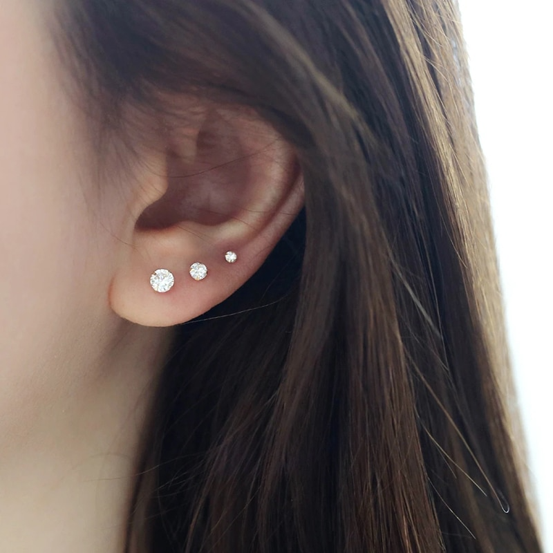 Pave Stud Earrings | Hypoallergenic S925 Sterling Silver with Gold Plating 0
